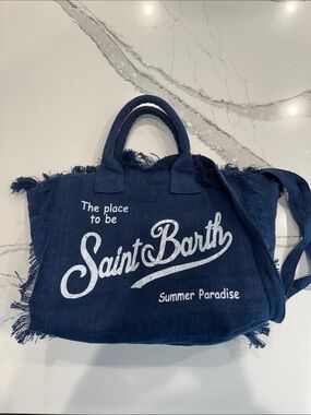 NEW Saint Barth Summer Paradise Colette Bag Linen MC2 in Navy